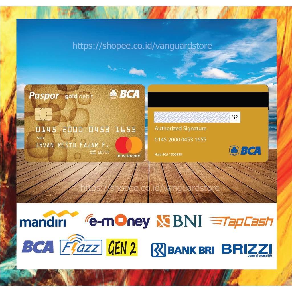 KARTU E MONEY E TOLL KARTU BCA GOLD MASTERCARD DEBIT CREDIT EMONEY MANDIRI FLAZZ BCA BNI TAPCASH BRIZZI BRI - 2 SISI