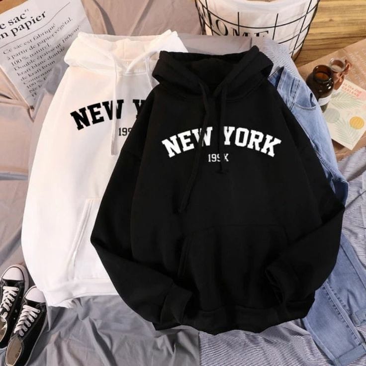 Parisdivarious Sweater Hoodie Jemper New York 199x Bahan Fleece Size S - XXL (Pria &amp; Wanita)