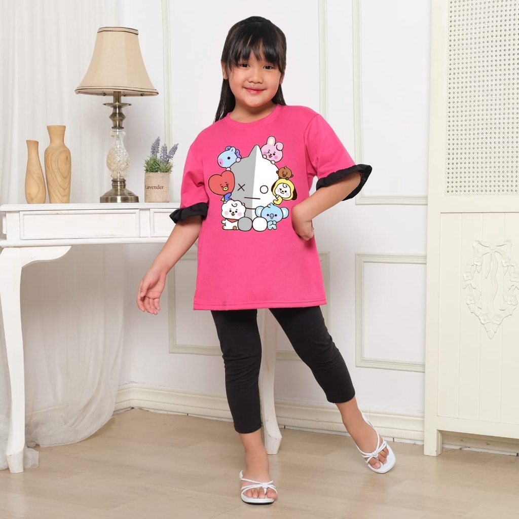 Hzl_outfit Baju Anak Perempuan Naswa Pendek Baby BT21/ Kaos Baju Anak Perempuan Lengan Pendek