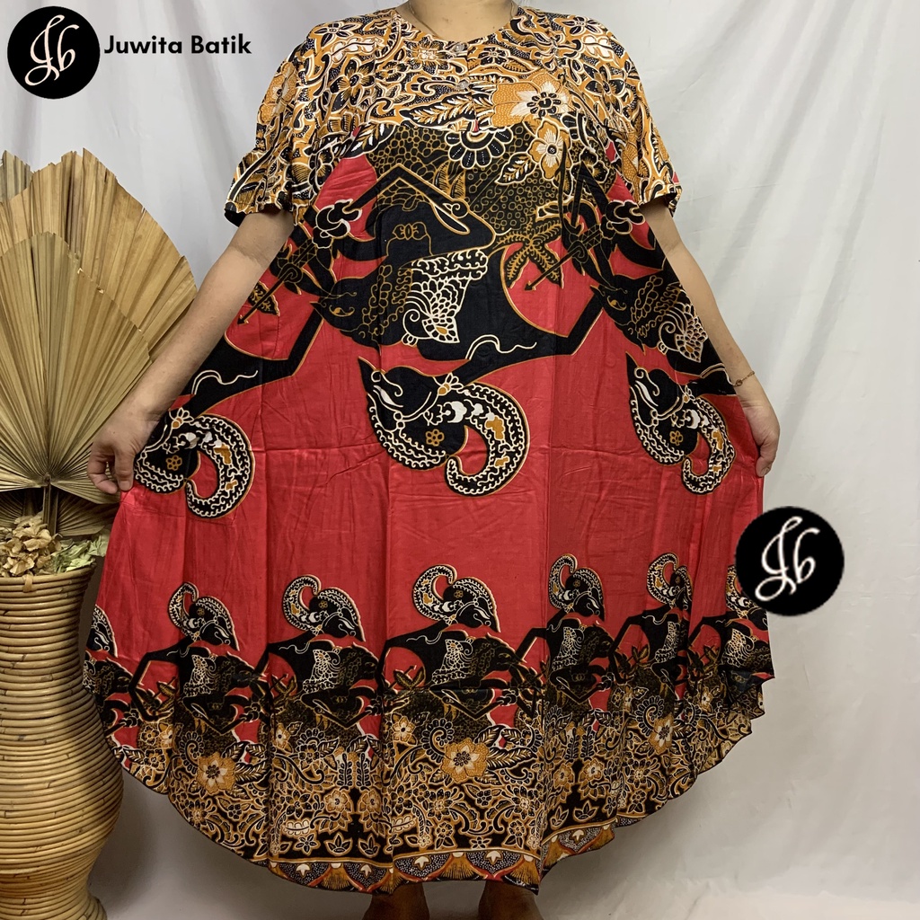 Juwita Batik - Daster Payung Jumbo LD 130 3XL Model Busui Kancing Dada Motif Wayang Seri Warna Busui Friendly Murah Meriah