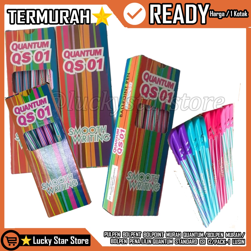 

PULPEN PENA BOLPENT BOLPOINT HITAM BELANG LILIN MURAH PENA LILIN QUANTUM STANDARD STANDAR STANDART ISI 12/PACK- 1 LUSIN LUSEN PEN LILIN PELANGI WARNA WARNI BOLPEN QS 01 / QS-01 SMOOTH WRITING SEKOTAK KOTAK