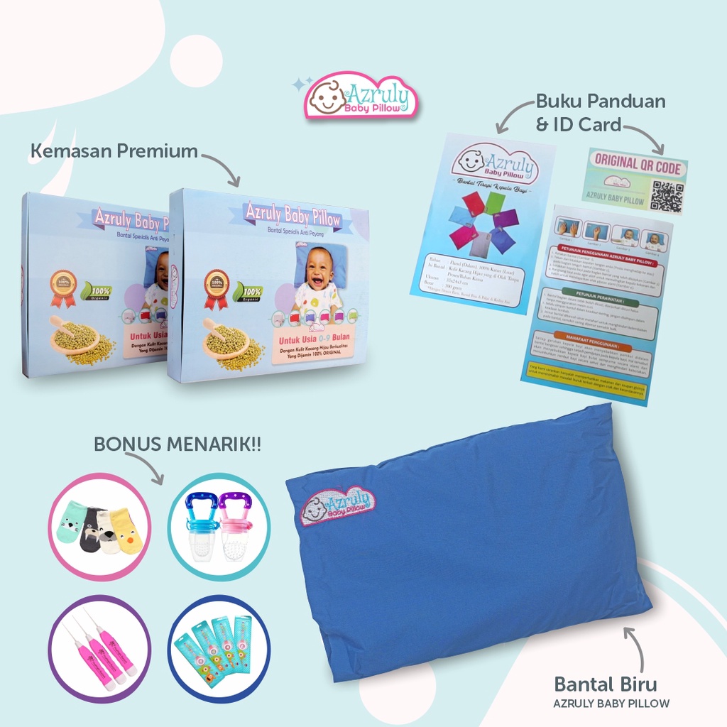 Azruly Baby Pillow + Blackboard Sticker - Bantal Kesehatan Bayi Anti Peyang OPSIMOM | 2 PCS