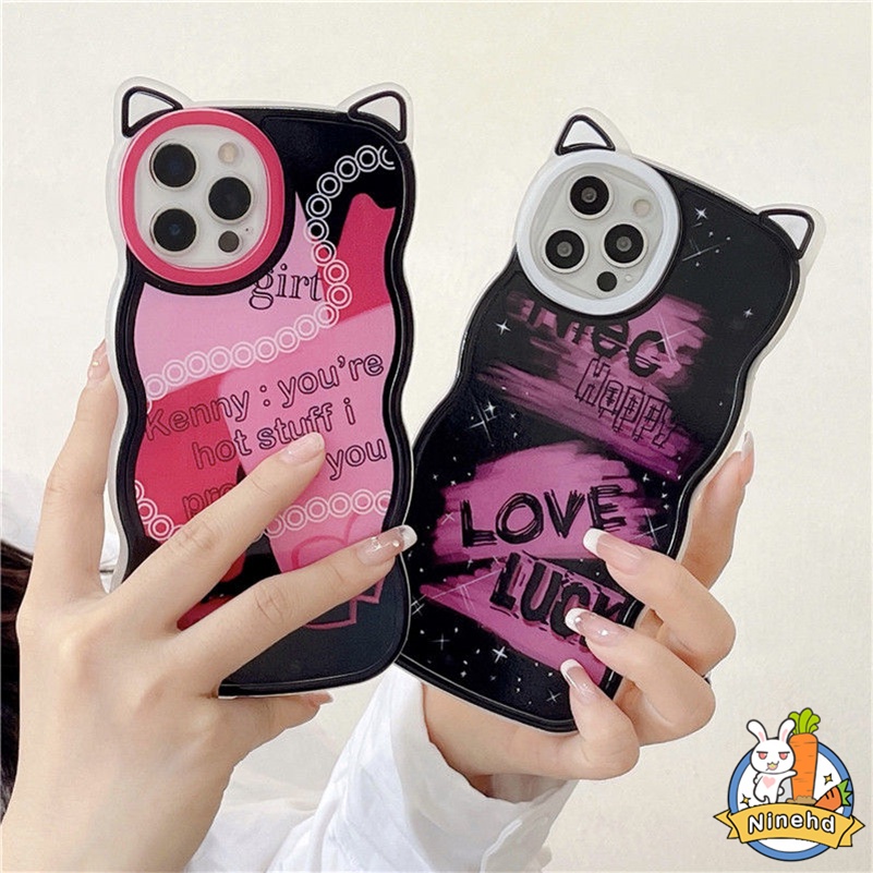 IPHONE Casing Kompatibel Untuk Iphone14 13 12 11 Pro Max X Xr Xs Max8 7 6 6s Plus SE Keren Lukisan Graffiti Telinga Kucing Shockproof Phone Case Silikon Anti-drop Soft Case Cover Pelindung