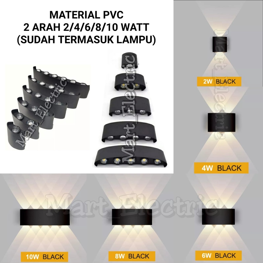 LAMPU DINDING TAMAN LED 2 ARAH 2 / 4 / 6 / 8 / 10 WATT PVC / WALL LIGHT OUTDOOR
