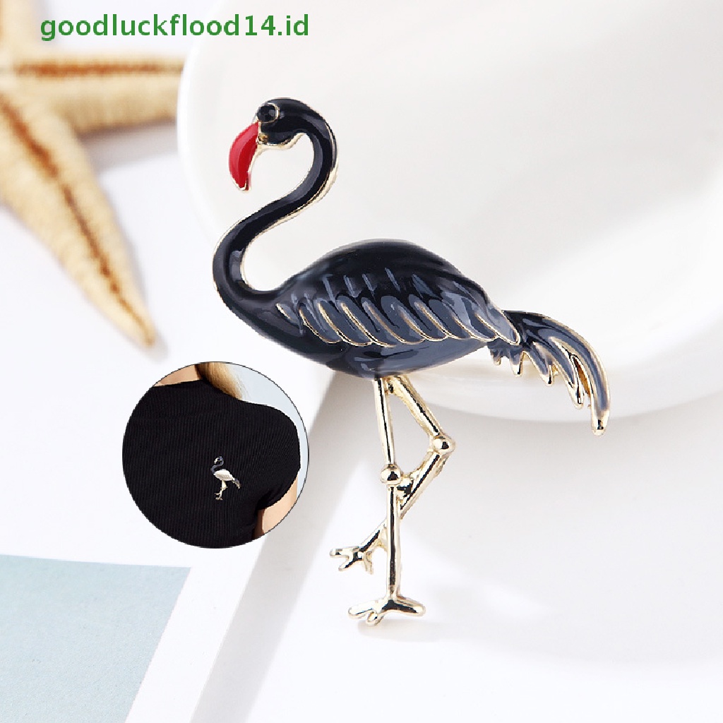 [GOOGFOUR] Desain Baru Enamel Flamingo Burung Bros Hewan Pin Korsase Perhiasan Elegan [TOP]