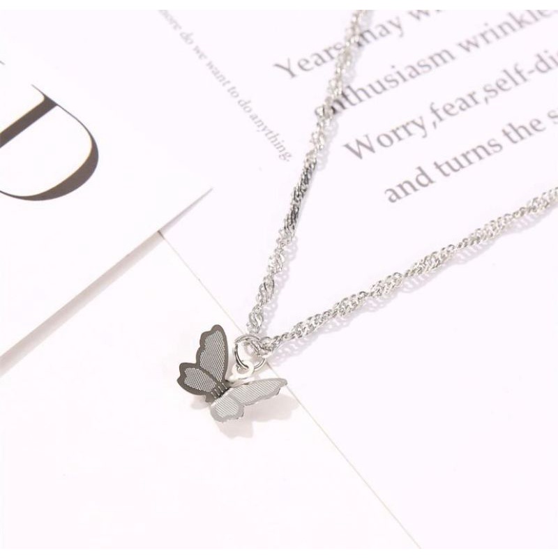 KALUNG MOTIF KUPU KUPU KEKINIAN WARNA GOLD DAN SILVER KALUNG KOREAN STYLE MURAH