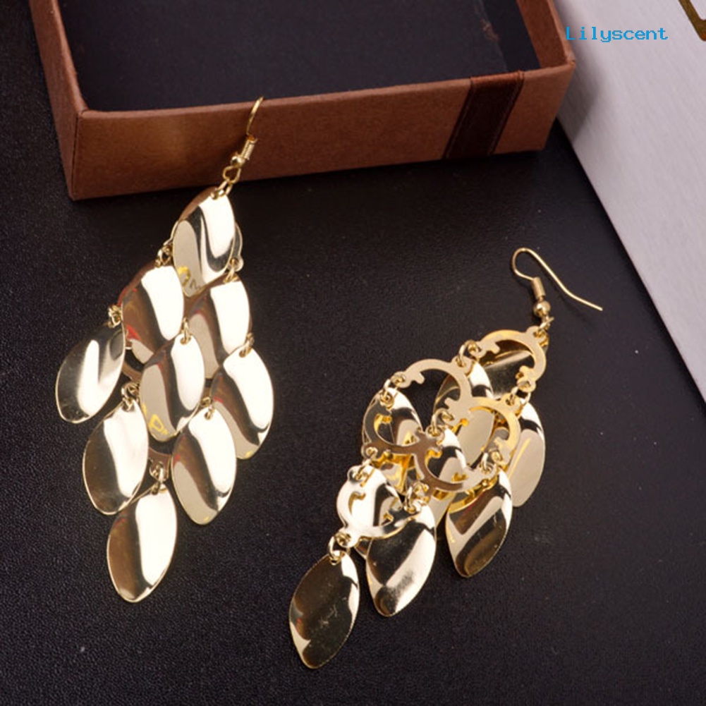 [LS] Fashion Wanita Tetesan Air Disk Pesona Panjang Menjuntai Eardrop Anting Perhiasan Hadiah