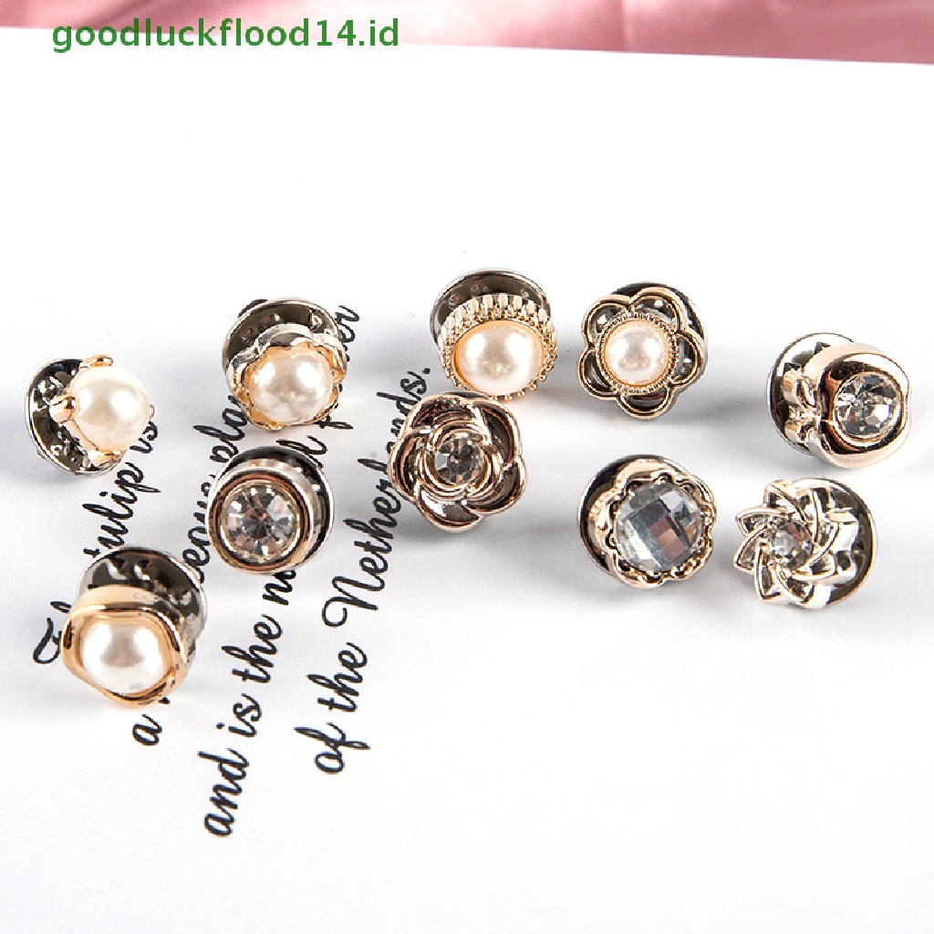 [GOOGFOUR] 10 Pcs Tombol Bros Set Fashion Mutiara Berlian Imitasi Pin Mantel Aksesoris Pakaian [TOP]