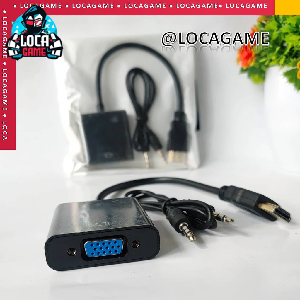 CONVERTER HDMI TO VGA + AUDIO | KONEKTOR KABEL HDMI TO VGA PLUS AUDIO KABEL