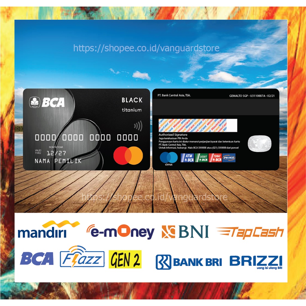 KARTU E MONEY E TOLL KARTU BCA BLACK TITANUM DEBIT CREDIT EMONEY MANDIRI FLAZZ BCA BNI TAPCASH BRIZZI BRI - 2 SISI