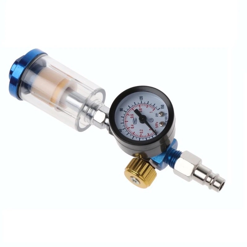 WENXING Spray Gun Air Regulator Gauge + In-line Water Trap Filter + EU Adapter - W101