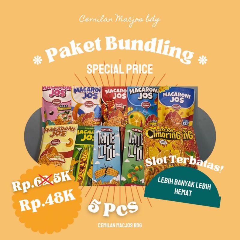 

TERMURAH Paket BUNDLING 5 Makaroni,Mie lidi,Cimoring