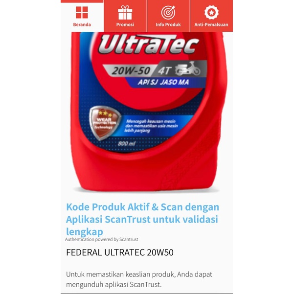 OLI FEDERAL ULTRATEC 20W-50 0,8LITER API SJ JASO MA ORIGINAL 100PERSEN