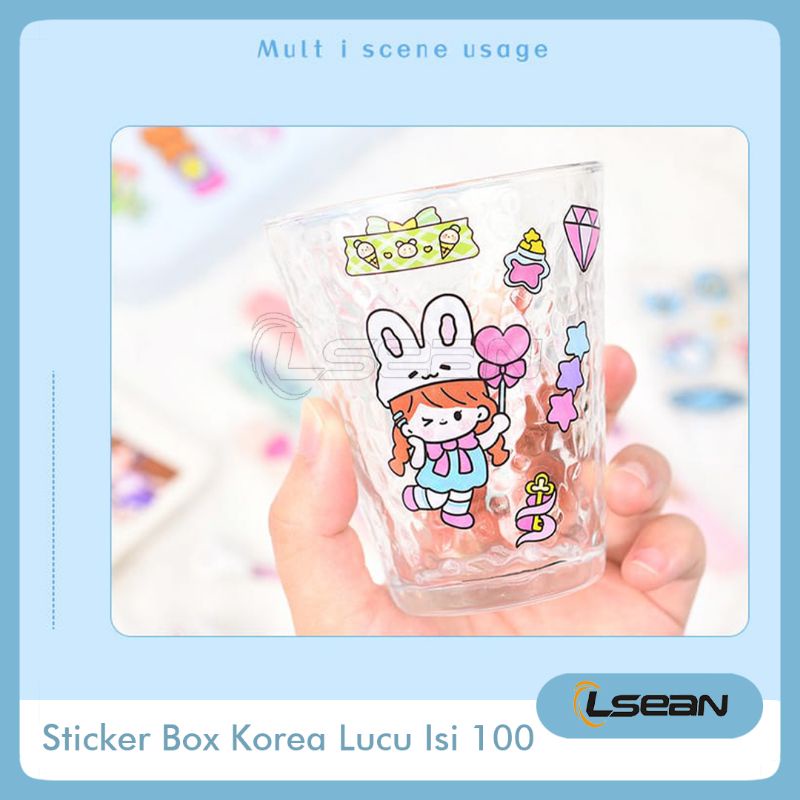 100 LEMBAR STICKER BOX 2D MOTIF KARTUN KOREA LUCU ANTI AIR DEKORASI HANDBOOK SCRAPBOOK STICKER DIY