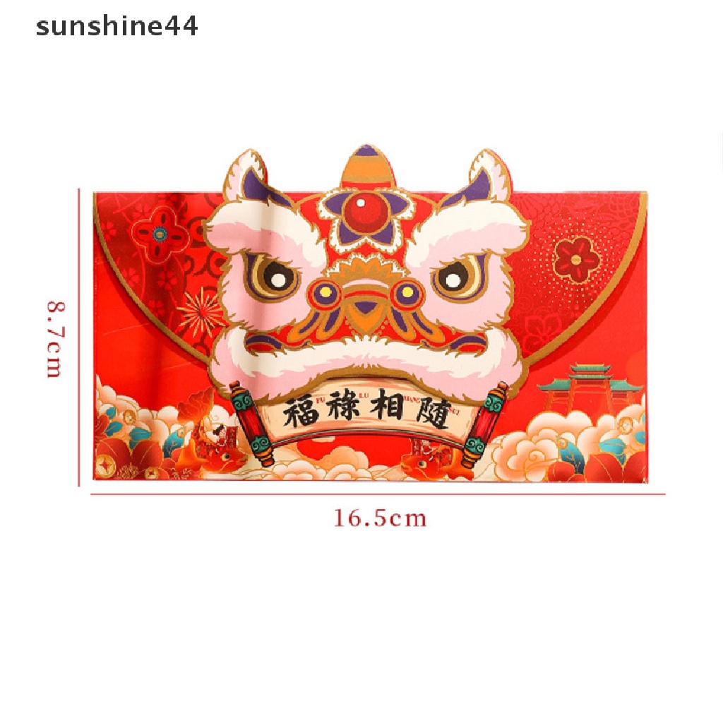 Sunshine 4Pcs Amplop Merah Lucu Hongbao 2023tahun Baru Festival Musim Semi Kantong Merah Paket Uang Keberuntungan Kartun Tas Hadiah.