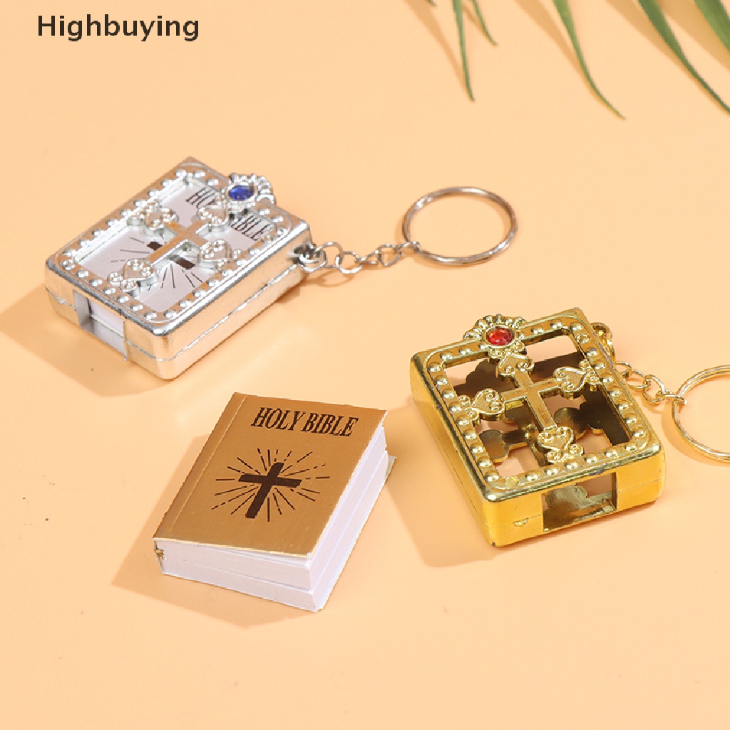 Hbid Gantungan Kunci Kitab Suci Mini Religi Kristen Jesus Cross Keychain Hadiah Doa Glory