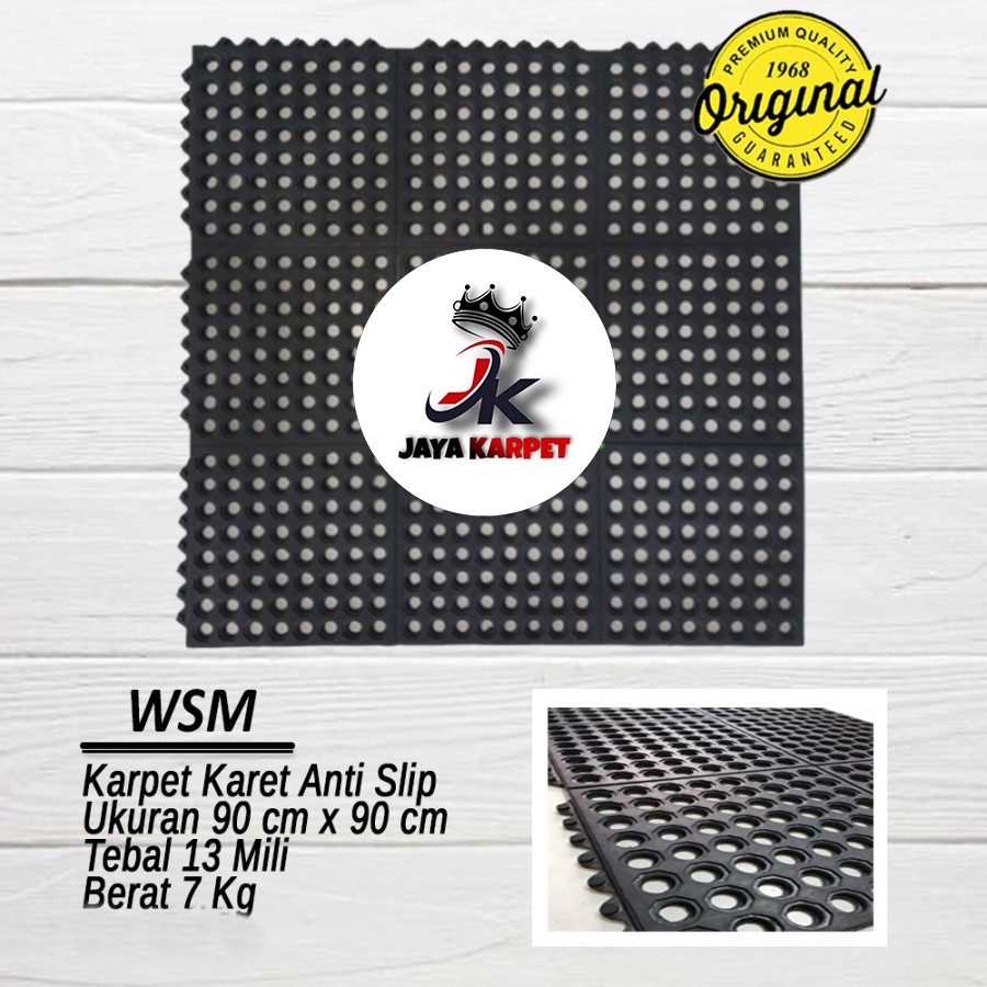 JayaKarpet - Karpet Karet Keset Kamar Mandi Anti Slip WSM Uk. 90 x 90 cm tbl.13 mm