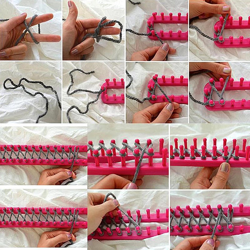 1set Persegi Panjang Tenun Mengepang Alat DIY Syal Sweater Topi Selendang Jahit Aksesoris Self-Knitting Sweater Syal Topi Braider Malas Tenun Tangan Syal Rajut Alat Handmade Craft DIY