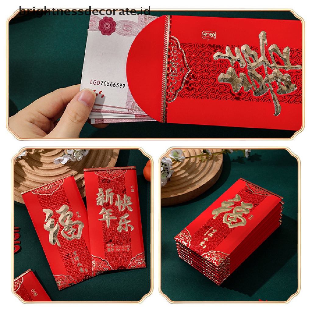 [Birth] 6pcs 2023tahun Kelinci Merah Packet Kreatif Tas Merah Festival Musim Semi Nikah Ulang Tahun Amplop Merah Hadiah Uang Packing Tas Beruntung Merah Packets Bag [ID]