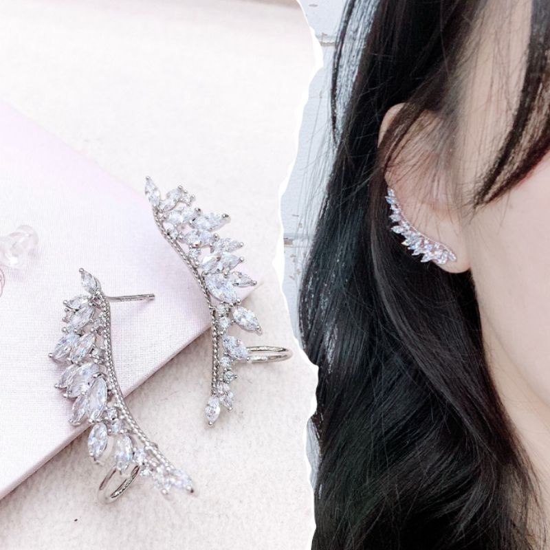 Anting Silver925 perak mata kilau Starling Silver Zircone Premium Quality Mata Kilau Anti Karat Anti Alergi Earring Fashion Import Branded Band As01