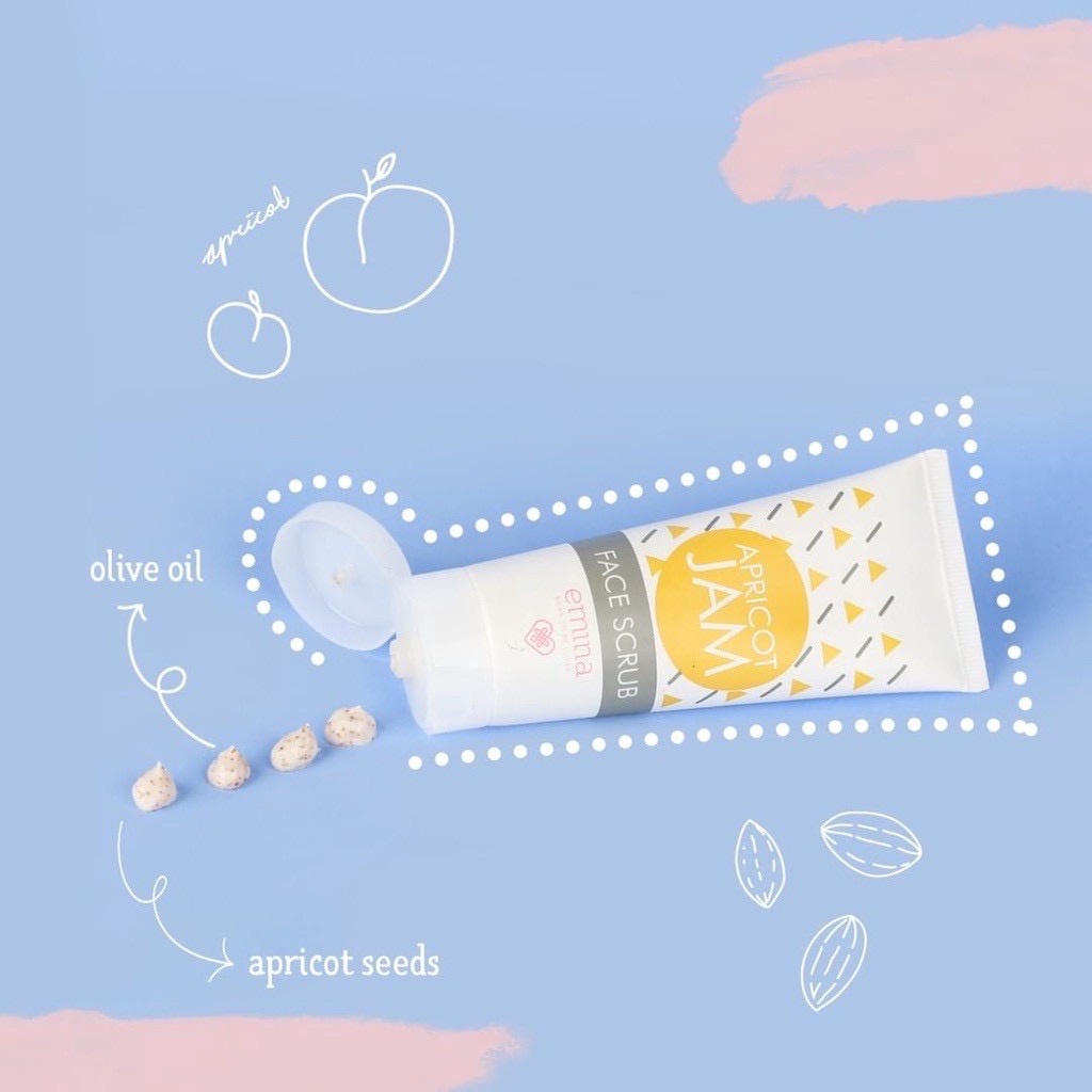 EMINA Apricot Jam Face Scrub Indonesia / Scrub Wajah 60ml / Natural Exfoliator Apricot Seed Olive Oil Extract / Eksfoliasi Exfoliating Exfo Peeling Peel / Cleanser Cleansing Pembersih Sabun Cuci Soap / Skincare Facial Care Treatment Perawatan Muka Series