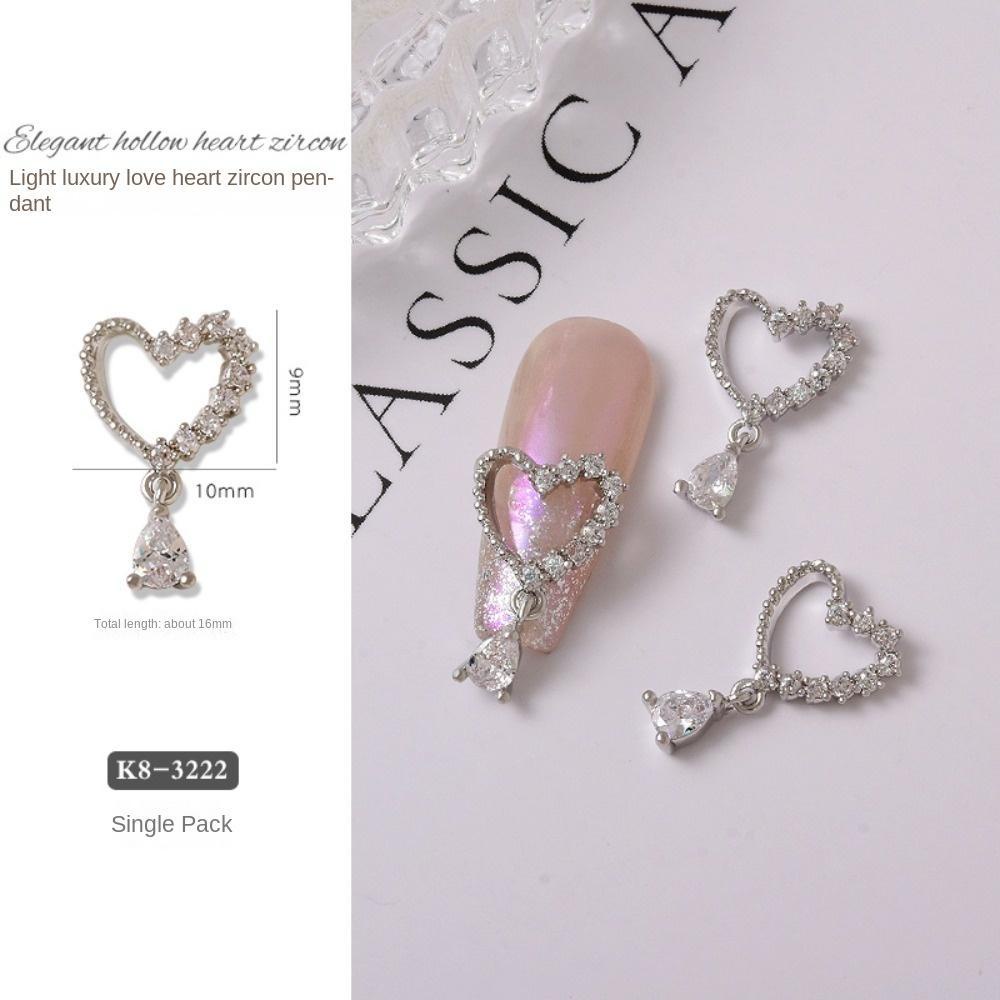 Mxbeauty Hiasan Kuku Hati Wanita Emas Perak Love Heart Manicure Aksesoris Heart Pendant Nail Jewelry