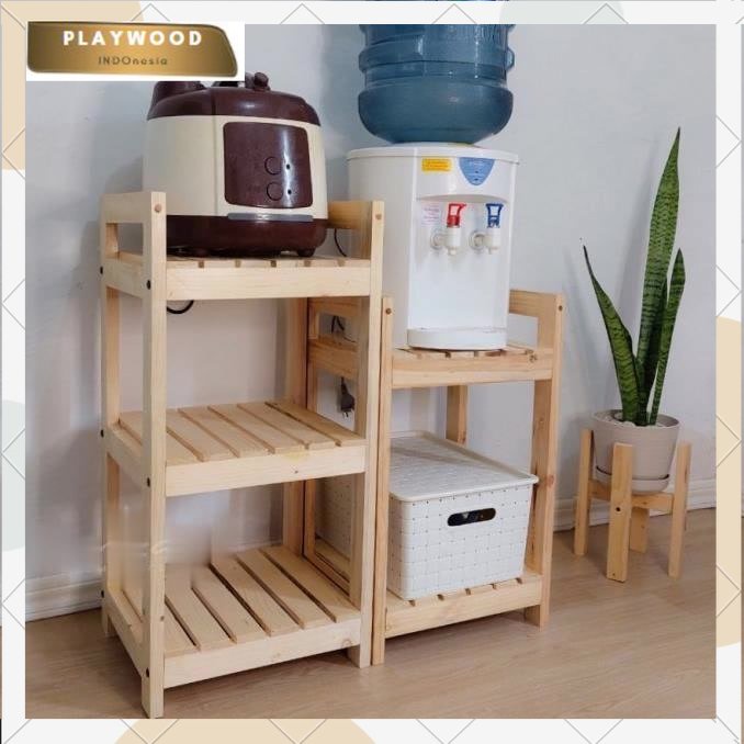 Rak dispenser | rak rak rice cooker | Rak Susun Serbaguna Rak dapur Kayu Furniture