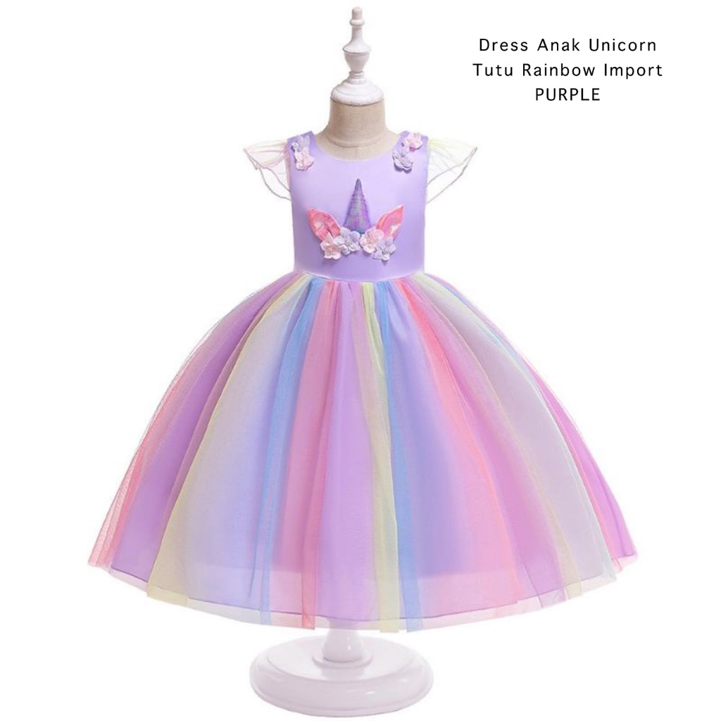 AS Dress Anak Unicorn Tutu Rainbow Import