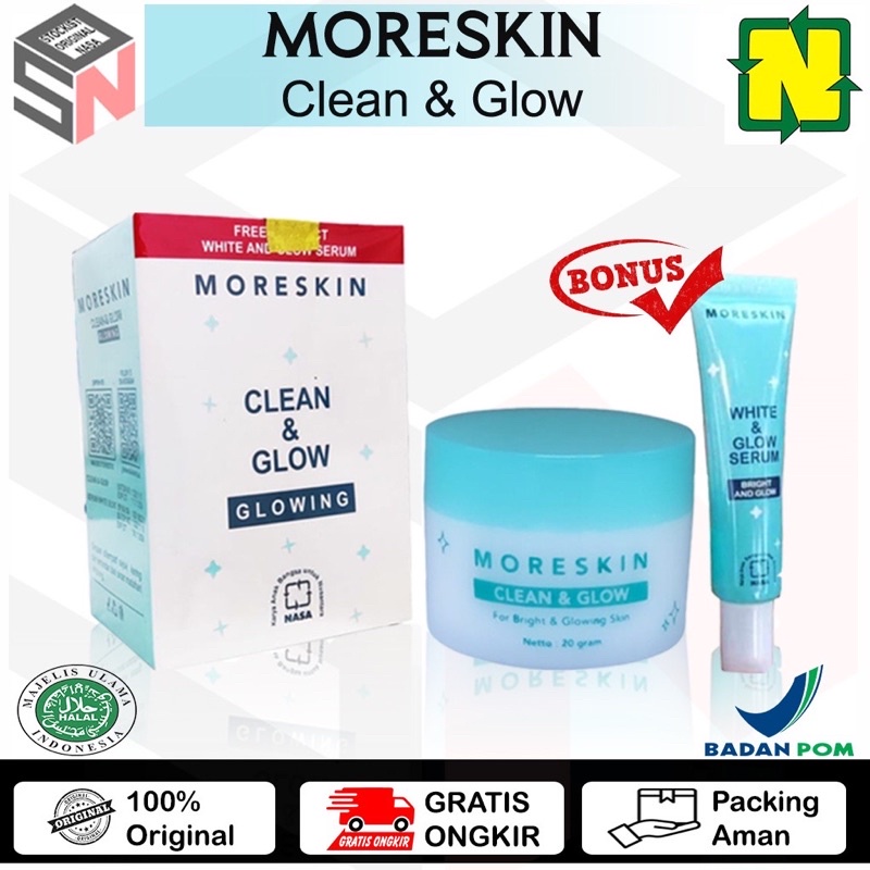Cream Pemutih Wajah yang Aman Cepat dan Murah MORESKIN CLEAN & GLOW NASA ORI NASA BPOM - Moreskin Cl