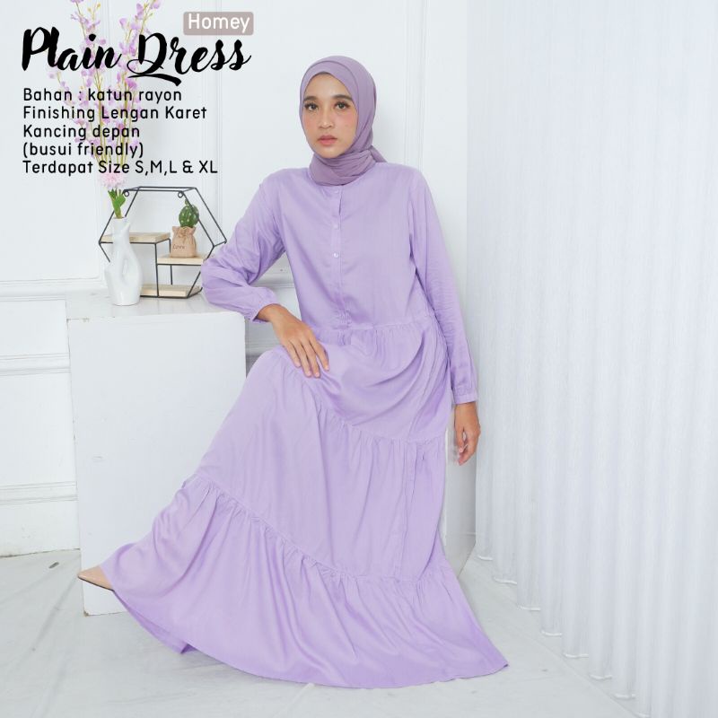 New - Homey Dress Polos Murah Gamis Dewasa Polos Jumbo Termurah Bahan Katun Rayon Premium Nyaman Dipakai | Bisa Cod