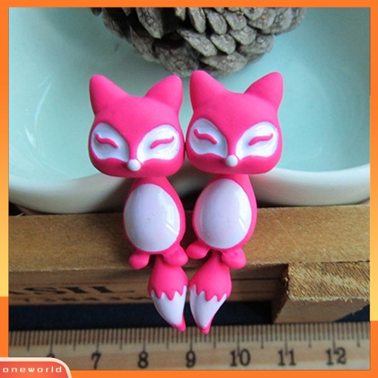 [oneworld] 1pc Wanita Chic Lucu 3D Fox Ear Stud Hadiah Pesta Indah Kartun Hewan Anting-Anting