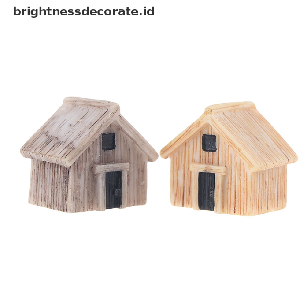 [Birth] 2pcs Miniatur Patung Rumah Lanskap Mikro Ornamen Rumah Boneka Kerajinan [ID]