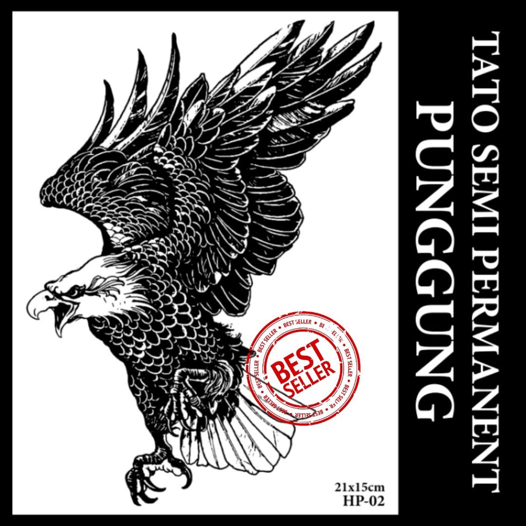 TATOMANIA-Stiker tato temporer semi permanen Motif Punggung Burung Elang HP-02