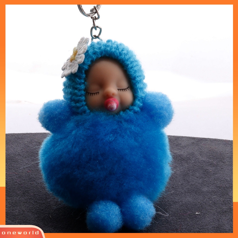 {oneworld} Fluffy Nipple Tangan Kaki Tidur Baby Doll Pompom Gantungan Kunci Keychain Tas Liontin