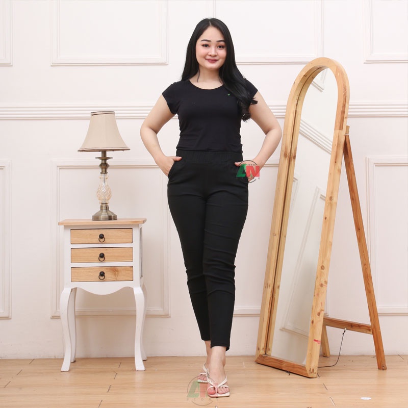 CELANA ELIZABETH PANTS CHINO WANITA BAHAN TEBAL STRETCH MELAR