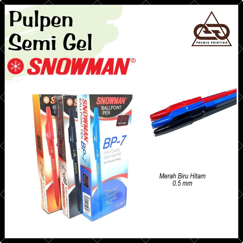 

Pulpen Semi Gel Pen Snowman BP-7 (1 Pack) / Pulpen Untu Menulis Sekolah Dan Kantor