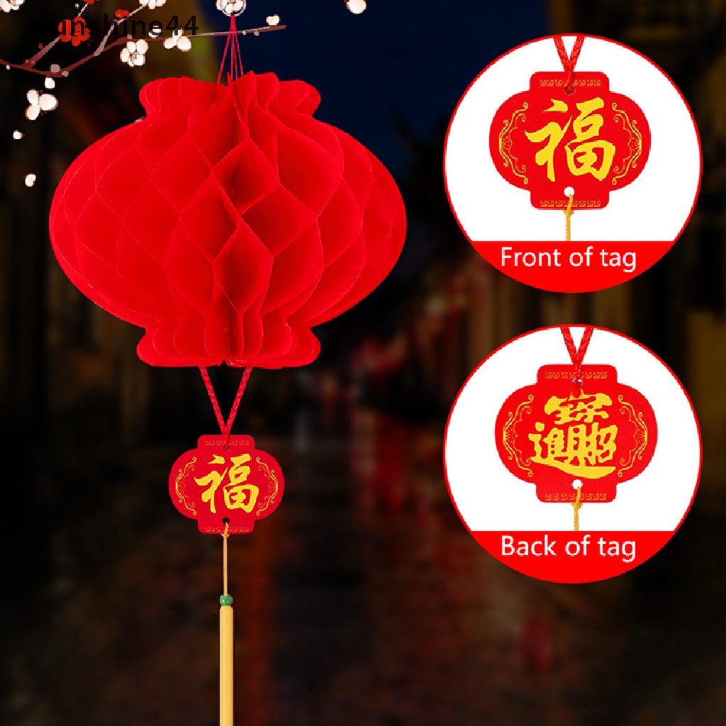 Sunshine 10PCS Lampion Kertas Merah Anti Air Untuk Dekorasi Festival Musim Semi Imlek.