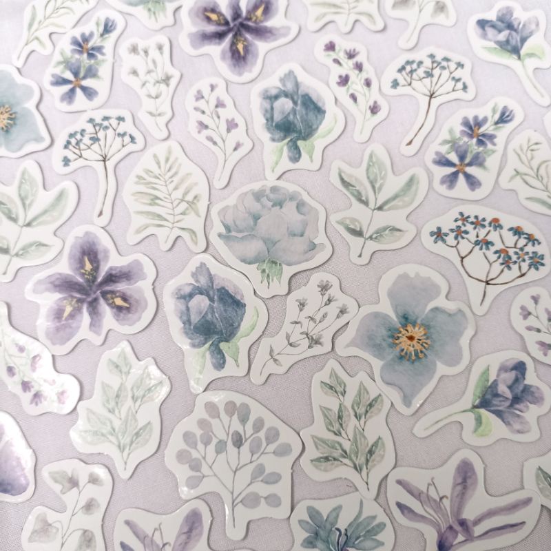 10pcs Sticker One Set PURPLE FLOWER Deco stiker Rustic Vintage Flower Carte Botanique Old Time Scrap