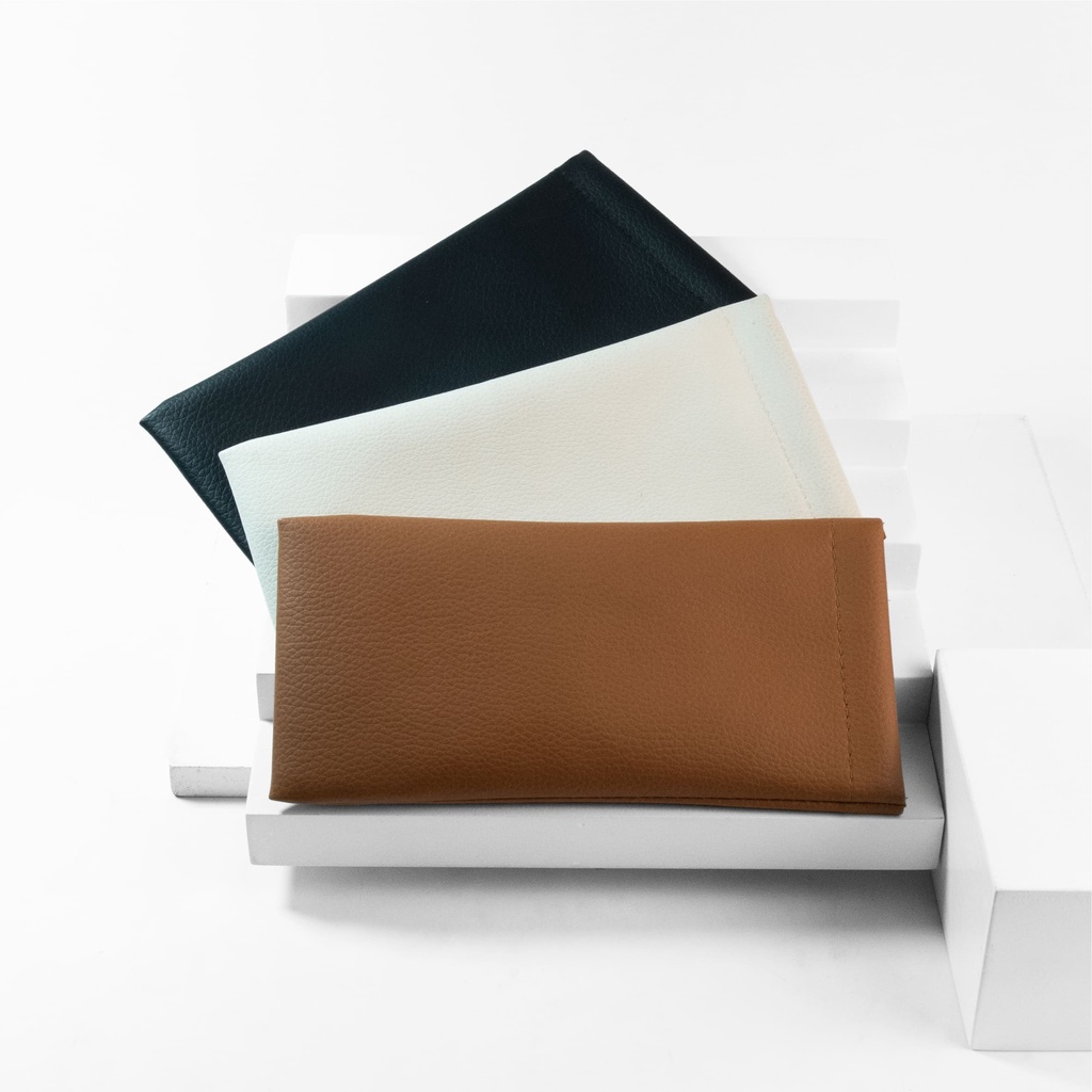 La Chapella - Pouch Kacamata Serbaguna Motif Kulit Sintetis Klasik Desain Simple C013