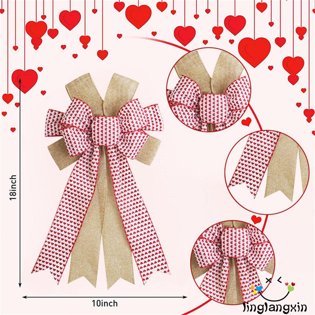 Llx-valentine Day Wreath Bow Dekorasi Hadiah Hati Hari Ibu Pesta Ulang Tahun Pernikahan