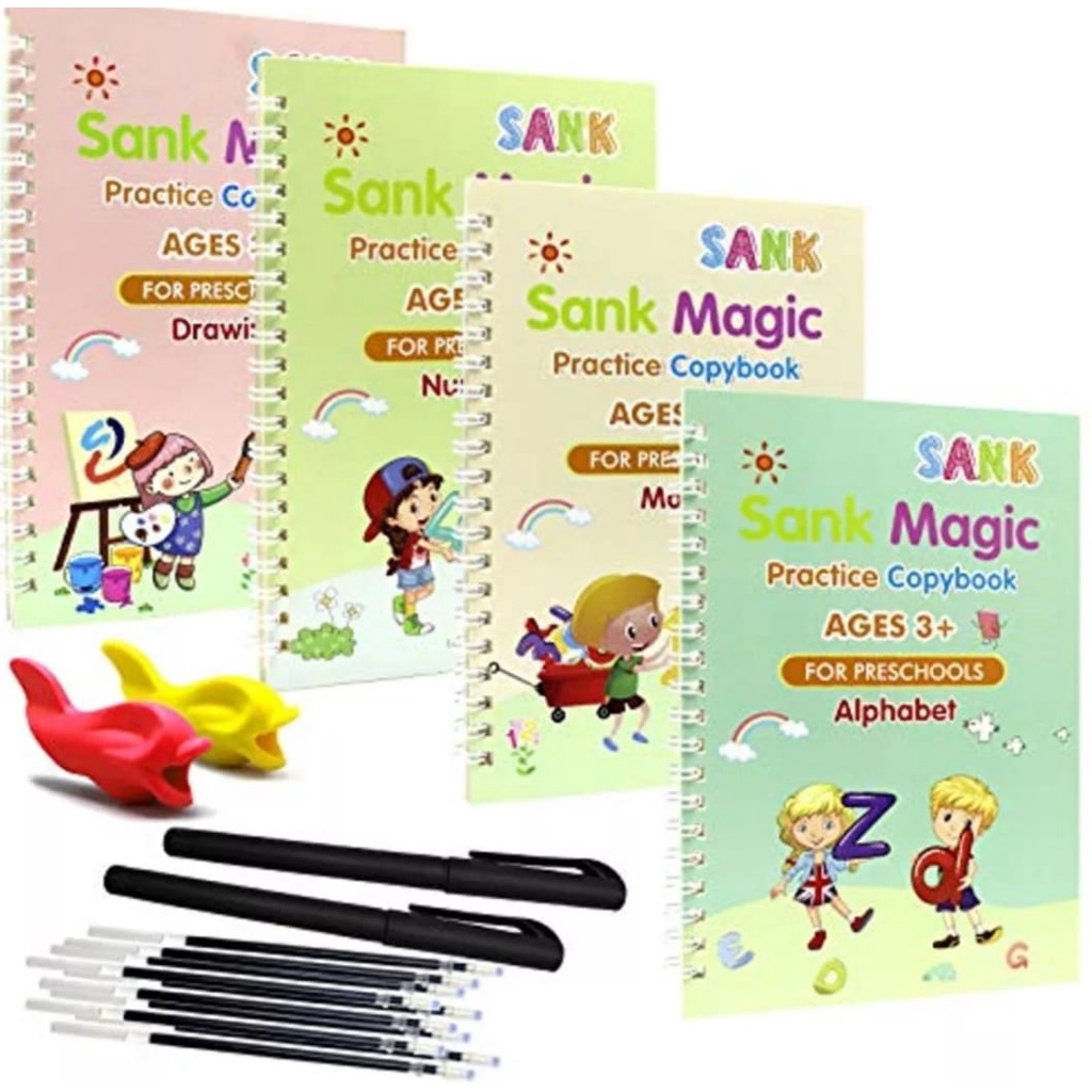 Buku Sank Magic Pratice Book 1 Set Isi 4 Buku dan Pulpen-Buku Belajar Menulis 1 Set 4 Buku+Pen+Refiil Pen-Buku Edukasi Anak Balita Magic Practice Book 1 SET ISI 4