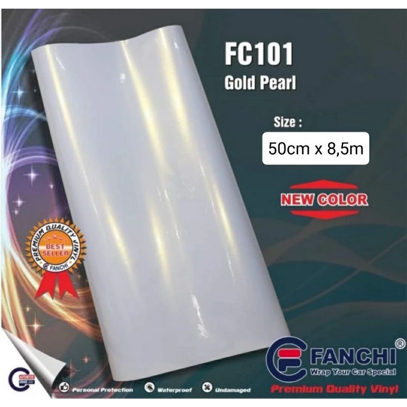 50cm Sticker Fanchi FC101 Gold Pearl Skotlet Lembayung White Gold Gloss Premium Wrap 50cm