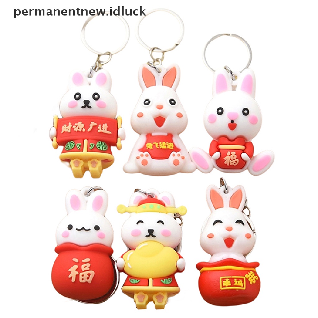 [luckypermanentnew] 2023tahun Baru Kelinci Gantungan Kunci Kartun Fortune Rabbit KeyChain Mobil Gantungan Kunci Cincin Mahasiswa Pasangan Tas Liontin [ID]