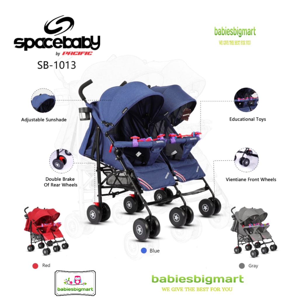 Stroller Spacebaby Twin SB 1013 Kereta Dorong Kembar Double