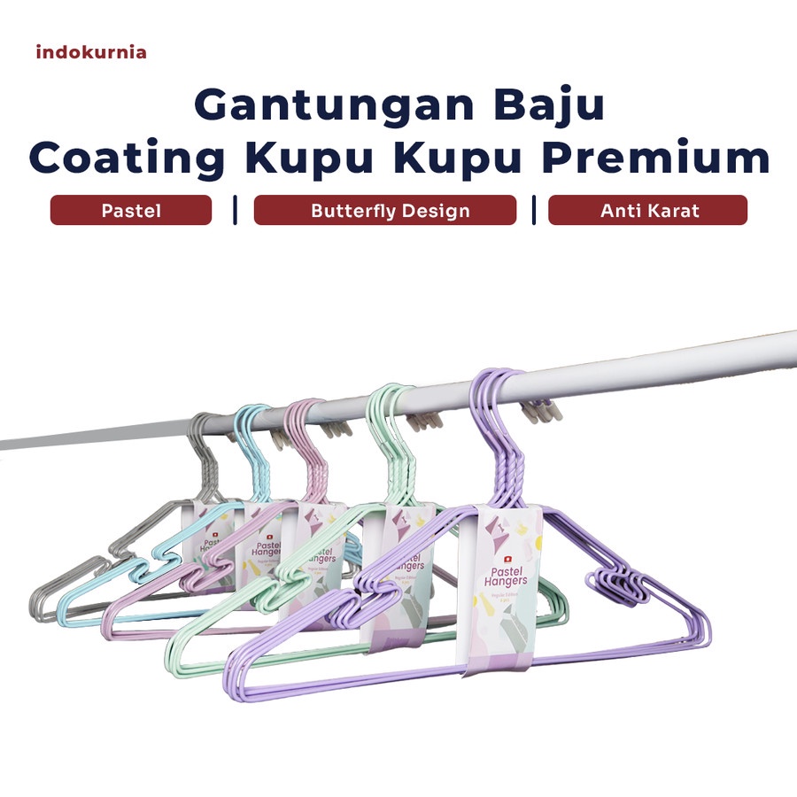 IK - 10Pcs Gantungan Baju Coating Kupu Kupu PREMIUM JEMURAN TERMURAH