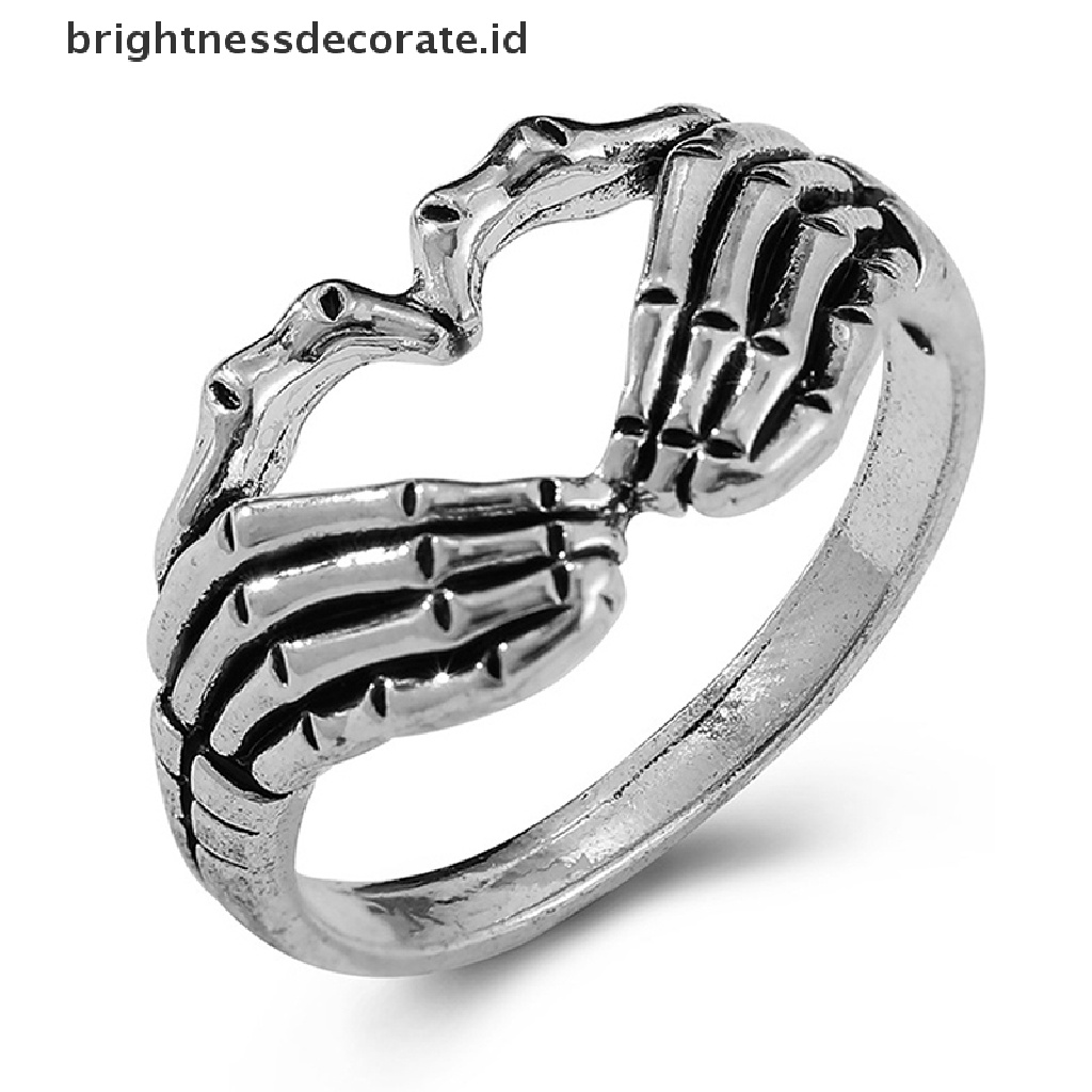 [Birth] Vintage Ghost Finger Rings Untuk Wanita Pria Retro Klasik Open End Claw Ring [ID]