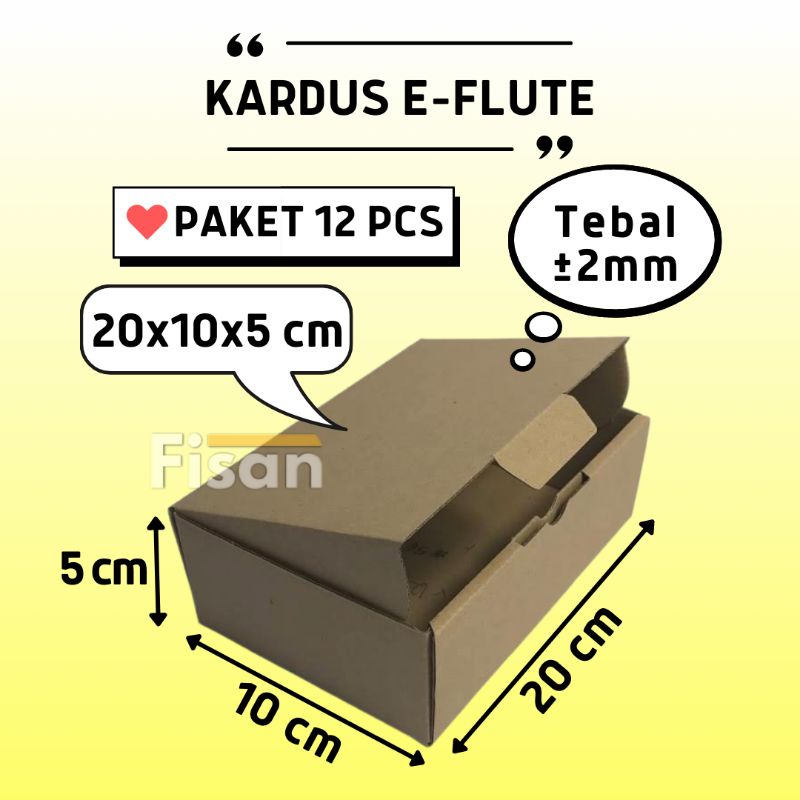 

12 Pcs Kardus E-Flute Dus Box Kotak Hampers Baju Polos 20x10x5 cm