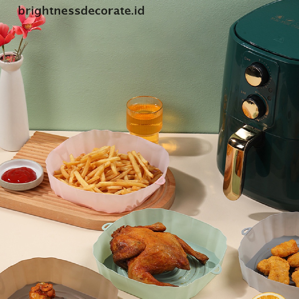 [Birth] 21 cm Air Fryers Oven Baking Tray Fried Chicken Basket Mat AirFryer Silikon Pot Bulat Pengganti Grill Pan Aksesoris [ID]