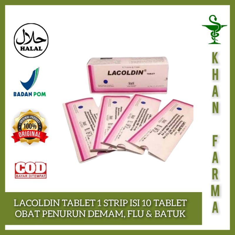 LACOLDIN LAKOLDIN TABLET OBAT UNTUK DEMAM BATUK DAN FLU DEWASA ANAK 1 STRIP ISI 10 TAB