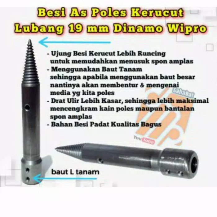 As Poles Kerucut Lubang 19Mm Dinamo Wipro